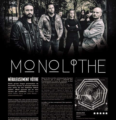 MONOLITHE  interview pour le magazine METAL OBS [ French only]