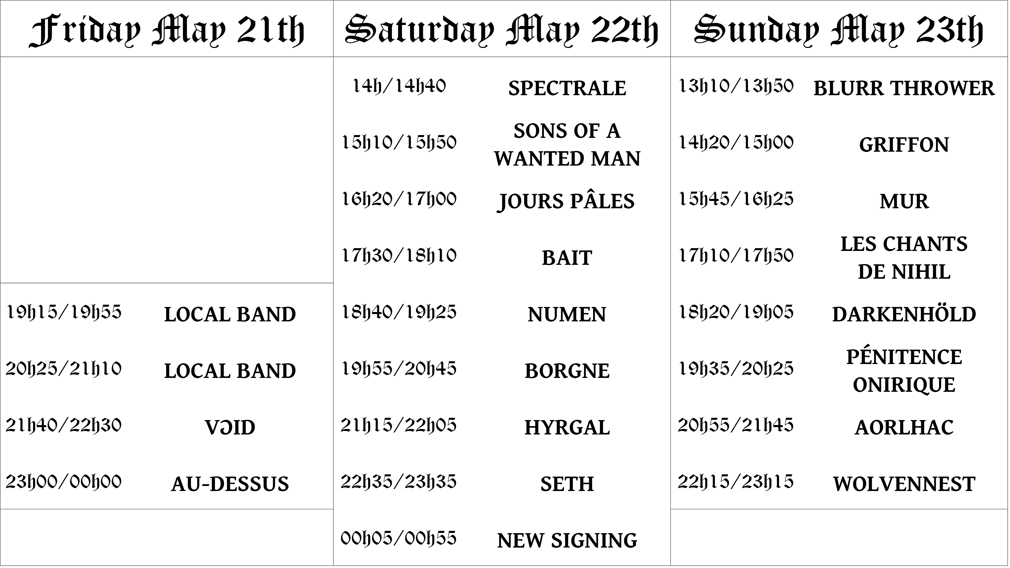 Running order